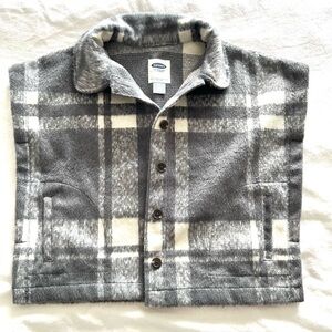 Old Navy Girl’s Plaid Shacket Fleece Jacket Oversized Soft Brushed Size 2T